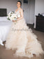 Gorgeous Lace V-neck Ruffles Tulle Ball Gown Wedding Dresses WD0362