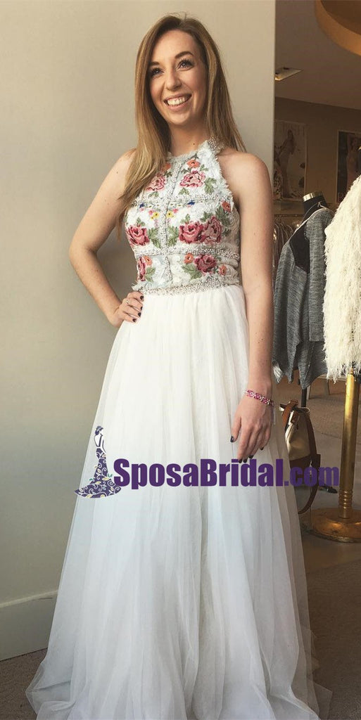 Gorgeous Two Piece White Pink Most Popular Long Prom Dresses, Best Sale dress for party, PD0759