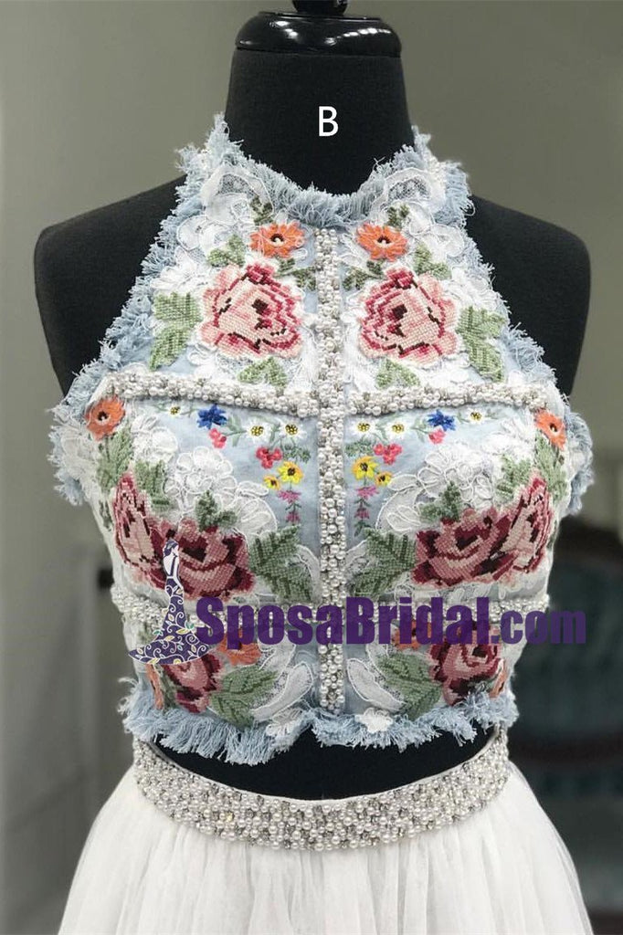 Gorgeous Two Piece White Pink Most Popular Long Prom Dresses, Best Sale dress for party, PD0759