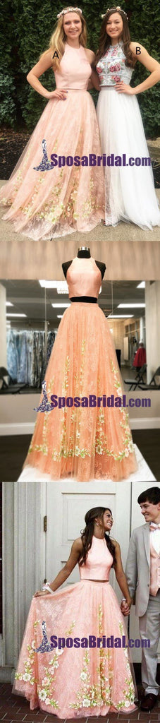 Gorgeous Two Piece White Pink Most Popular Long Prom Dresses, Best Sale dress for party, PD0759