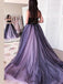 Gothic Strapless Black And Lavender Sweetheart A-line Tulle Long Prom Dress, PD3146