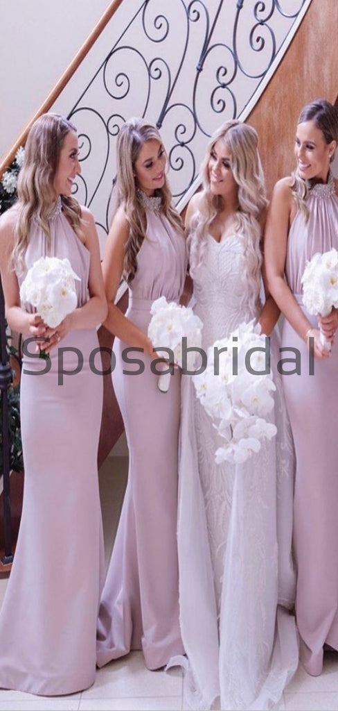 Halter Elegant Mermaid Modest Bridesmaid Dresses WG769
