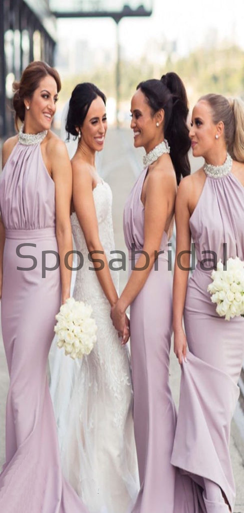 Halter Elegant Mermaid Modest Bridesmaid Dresses WG769