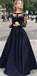Black Illusion Lace Long Sleeve Elegant Two-piece A-line Prom Dresses, PD0045