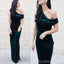 Long Sheath Emerald Green Velvet Mermaid Modest Prom Dresses, PD1170