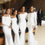 Long Sleeves Simple Fashion White ELegant Modest Cheap Bridesmaid Dresses online, WG402