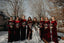 Long Sleeves V-Neck Red Mermaid Popular Modest Cheap Bridesmaid Dresses WG631