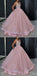 Long V-Neck Pink Elegant Formal Gorgeous Beautiful Prom Dresses, PD1084
