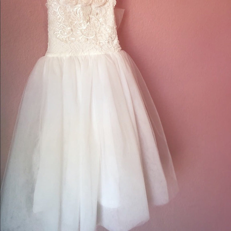 Lovely Cute Lace Pretty Flower Girl Dresses with bow, Fashion Little Girl Dresses, FG104