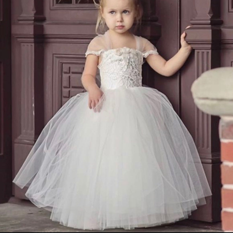 Lovely Cute Lace Pretty Flower Girl Dresses with bow, Fashion Little Girl Dresses, FG104