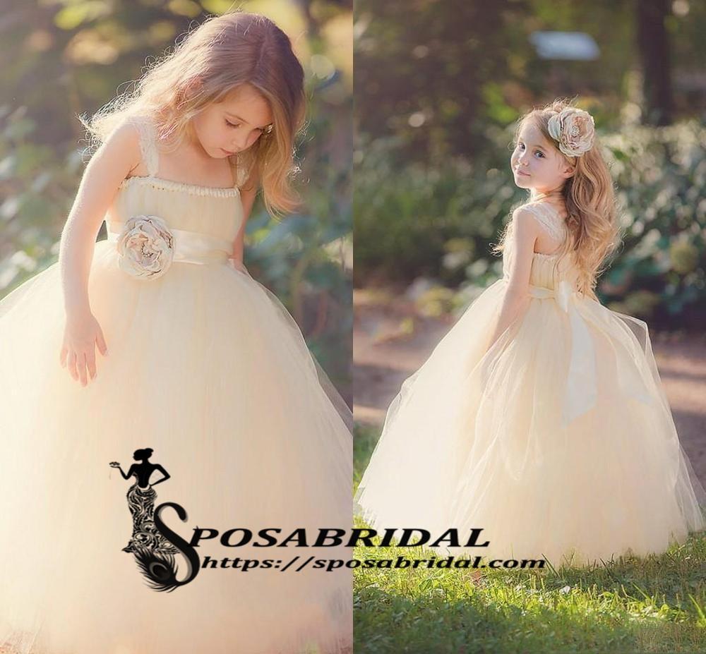 Lovely Children with Beautiful Handmade Flower Princess Puffy Tulle Flower Girl Dressse, FG118