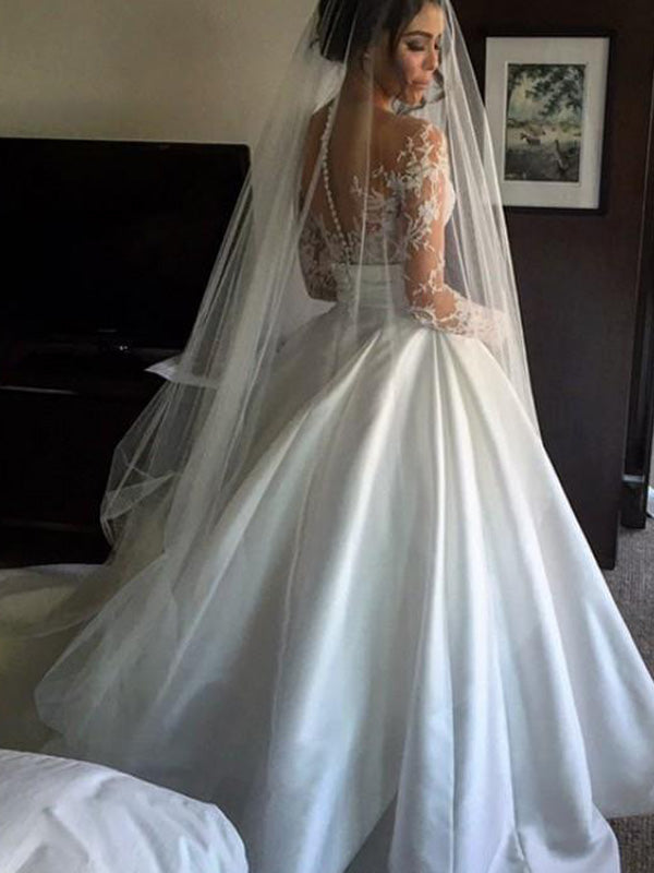 Luxury Lace Side-slit Mermaid with Detachable A-line Satin Wedding Dress, PD0223