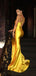 Mermaid Gold One Shoulder Sexy Prom Dresses, Evening Dresses PD2399