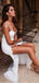 Sexy Mermaid Spaghetti Strap Side-slit Backless Lace Beach Wedding Dress, WD0605