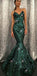 Mermaid Sweetheart Sweep Train Green Sequined Sparkly Stunning Long Prom Dresses, PD1239