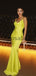 Mermaid Yellow Spaghetti Straps Simple Cheap Prom Dresses PD2056