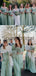 Mint Green Long Elegant Jersey Bridesmaid Dresses WG774