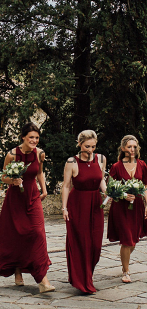 Mismatched Burgundy Summer Beach Hot Bridesmaid Dresses WG816