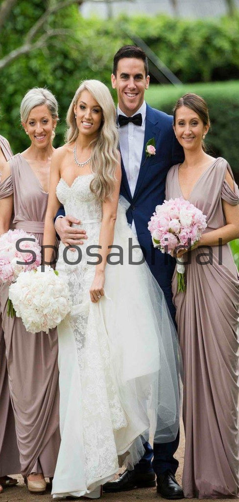 Mismatched Jersey Elegant Beach Long Bridesmaid Dresses WG820