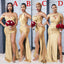 Mismatched Mermaid Gold Burgundy Elegant Long Bridesmaid Dresses, WG934