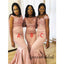 Mismatched Pink Lace Long Mermaid Bridesmiad Dresses WG912