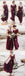 Mismatched A-Line Long Burgundy Cheap Chiffon Modest Bridesmaid Dress with Lace for Wedding guest,WG353