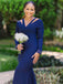 Mismatched Navy Blue Elegant Mermaid Floor-length Bridesmaid Dresses, BD3188