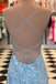 Spaghetti Strap Sky Blue Mermaid Long Prom Dresses, Backless Pageant Dress, PD1271