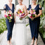 Elegant Dark Navy Blue Side-slit Mermaid Long Bridesmaid Dresses, WG823