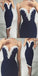 Navy Blue Spaghetti Straps Tight Memaid Normal Cheap Homecoming Dresses with lace, short prom dress,BD0227