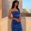 Ocean Blue Spaghetti Straps Sexy Mermaid Slits Long Prom Dress, PD3358