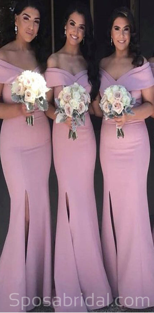 Off the Shoulder Mermaid Side Slit Newest Floor-length Long Popular Birdesmaid Dresses, WG552