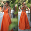 Orange Charming Cheap Modest Spaghetti Strap Pretty Long Prom Dresses, PD1266