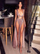 A-Line Charming Sexy Sequin Sparkly Rose Gold and Black Split Prom Dresses, Evening dresses, PD0594