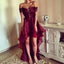 High-low Prom Dress,Asymmetrical Prom Dresses, Appliques Lace Backless Prom Dresses , PD0773