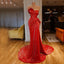 Cheap Newest Sparkly Red Sequin Unique Mermaid Modest Fashion Long Prom Dresses PD1582