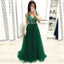 Charming A-line V-Neck Tulle Sequin Sparkly Elegant Prom Dresses, PD1778