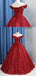 Modest A-line Sparkly Red Sequin Elegant Formal Prom Dresses, Ball Gown PD1868