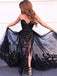 Sexy Black Sweetheart Strapless Sparkling Side-slit Mermaid With Tulle Long Prom Dress, PD3263