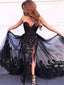 Sexy Black Sweetheart Strapless Sparkling Side-slit Mermaid With Tulle Long Prom Dress, PD3263