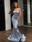 Sexy Pale Blue Spaghetti Straps Sweetheart Sexy Mermaid Long Prom Dress, PD3440