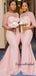 Pink Half Sleeves Mermaid Elegant Long Bridesmaid Dresses WG915