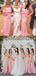 Pink Mermaid Unique Elegant Long Bridesmaid Dresses WG888