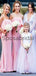 Pink Mermaid Unique Popular Long Bridesmaid Dresses WG889