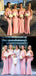 Pink Mermaid Unique Popular Long Bridesmaid Dresses WG889