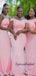 Pink MismatchedMermaid Long Bridesmaid Dresses WG917