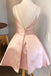 Pink Spaghetti Straps Simple  Popular A-line Short Homecoming Dresses, BD0402