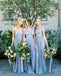 Convertible Simple Blue Jersey High Quality Custom Floor-Length Cheap Bridesmaid Dresses, WG80