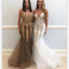 White Red Teal Gold V-neck Spaghetti Straps Sexy Elegant Prom Dresses, PD0481