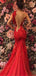 Red Lace Uniqe Design Open Back Elegant Formal Mermaid Long Prom Dresses PD1440